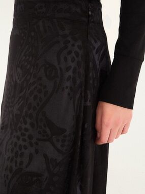 Farm Rio Black Midnight Leopards Jacquard Maxi Skirt